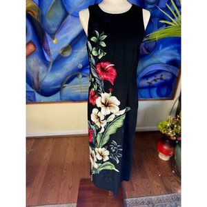 Iolani Classics Long Sleeveless Hawaii Hibiscus Floral Dress Back Zipper Small